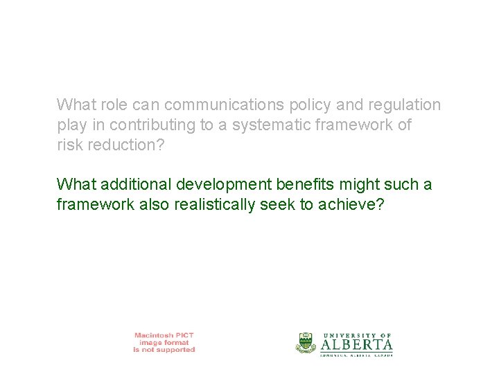 What role can communications policy and regulation play in contributing to a systematic framework