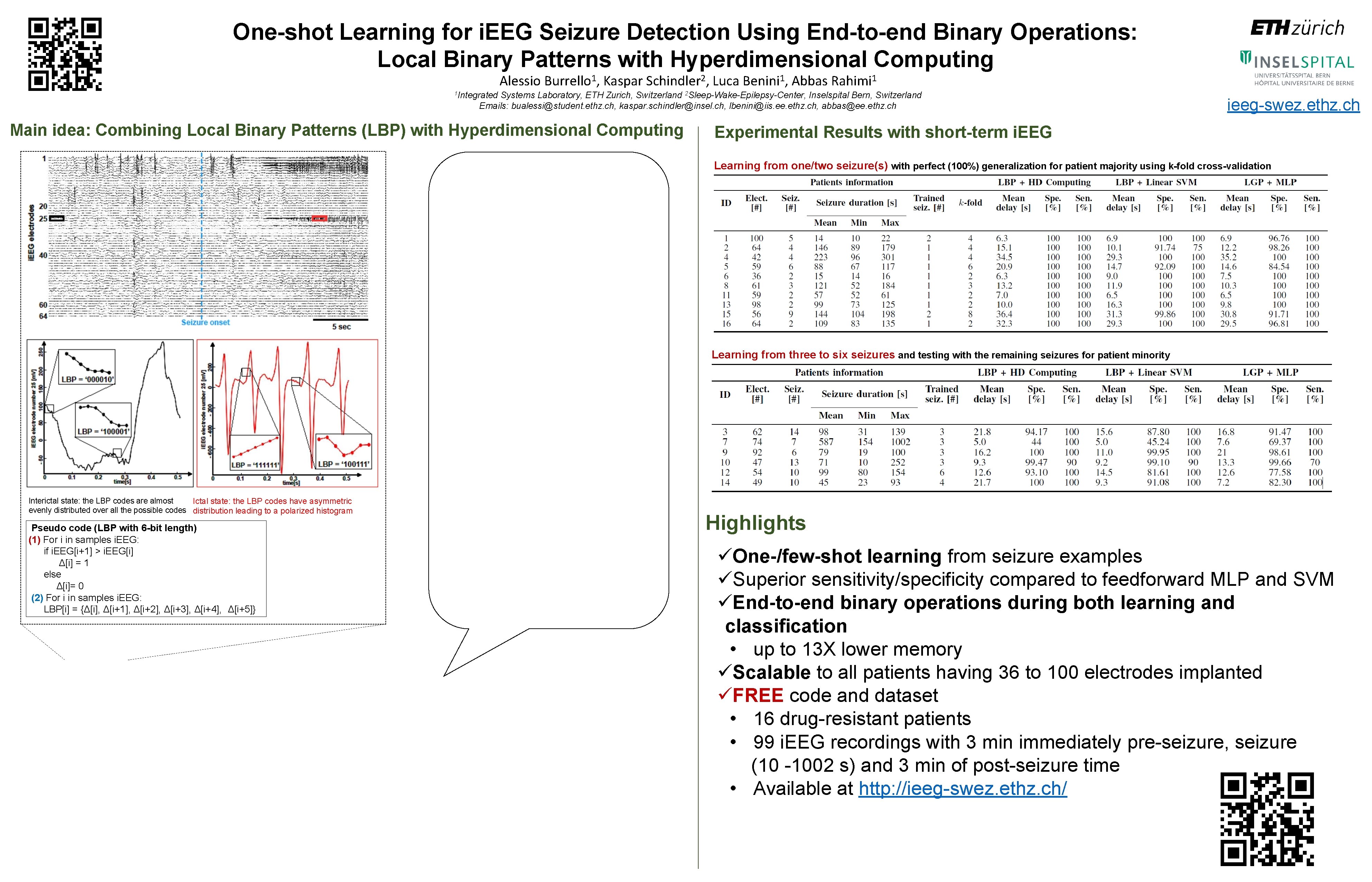 One-shot Learning for i. EEG Seizure Detection Using End-to-end Binary Operations: Local Binary Patterns