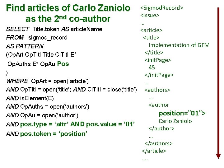 Find articles of Carlo Zaniolo as the 2 nd co-author <Sigmod. Record> <issue> …
