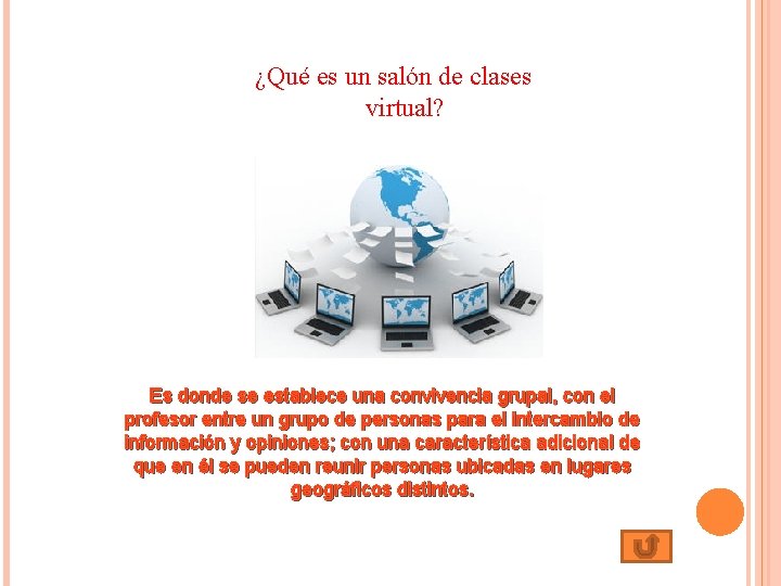 ¿Qué es un salón de clases virtual? Es donde se establece una convivencia grupal,