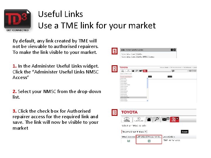 Useful Links Use a TME link for your market By default, any link created