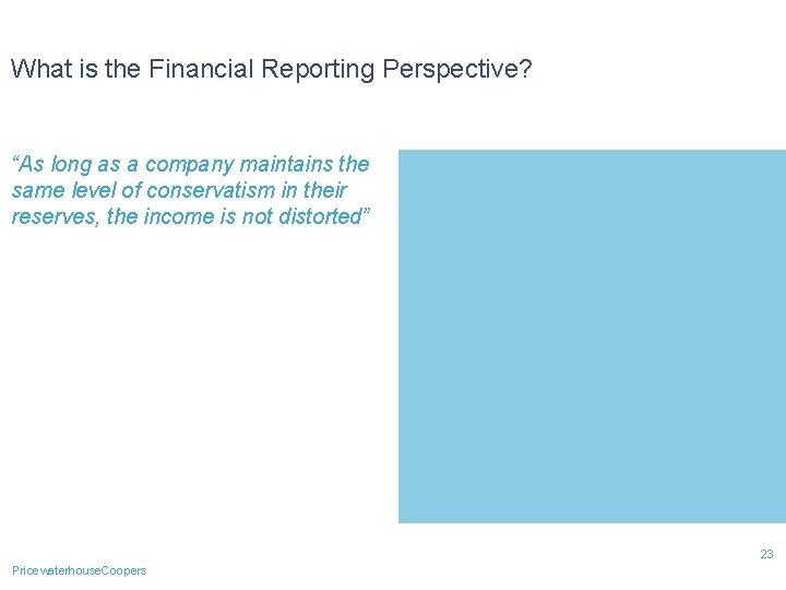 What is the Financial Reporting Perspective? “As long as a company maintains the same