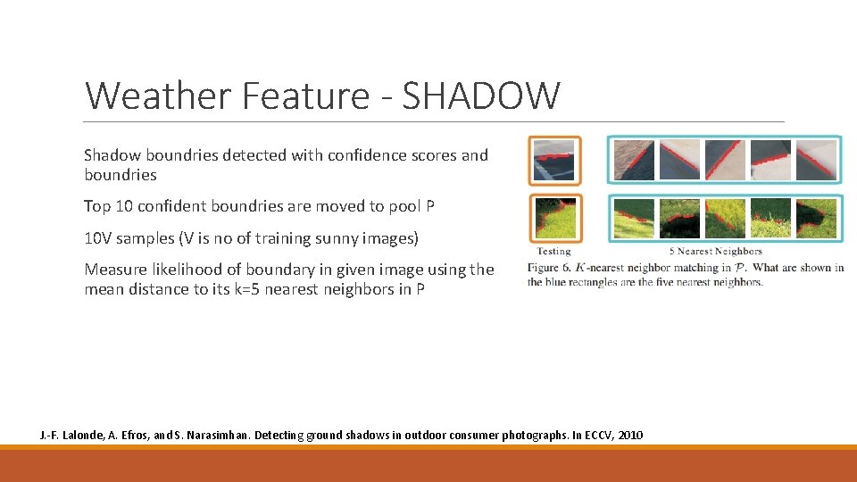 Weather Feature - SHADOW Shadow boundries detected with confidence scores and boundries Top 10