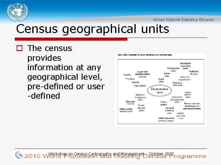 Census geographical units o The census provides information at any geographical level, pre-defined or