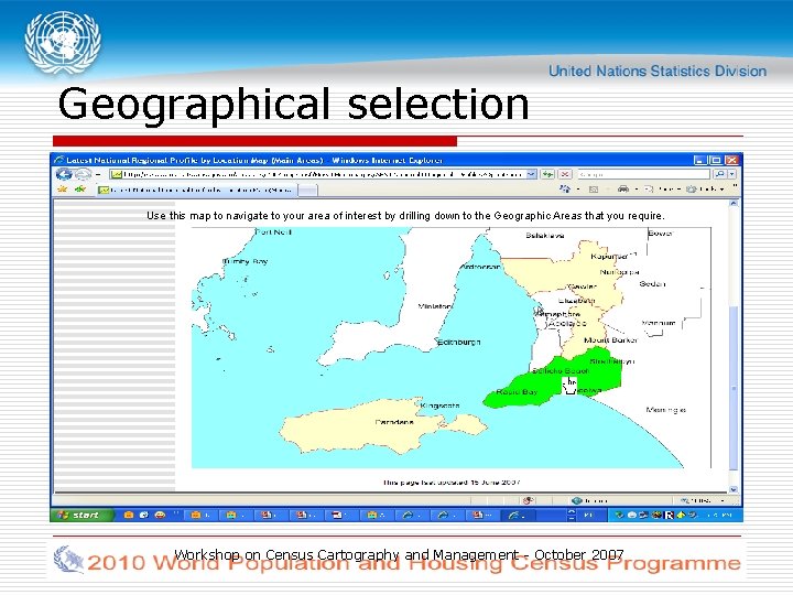 Geographical selection Use this map to navigate to your area of interest by drilling