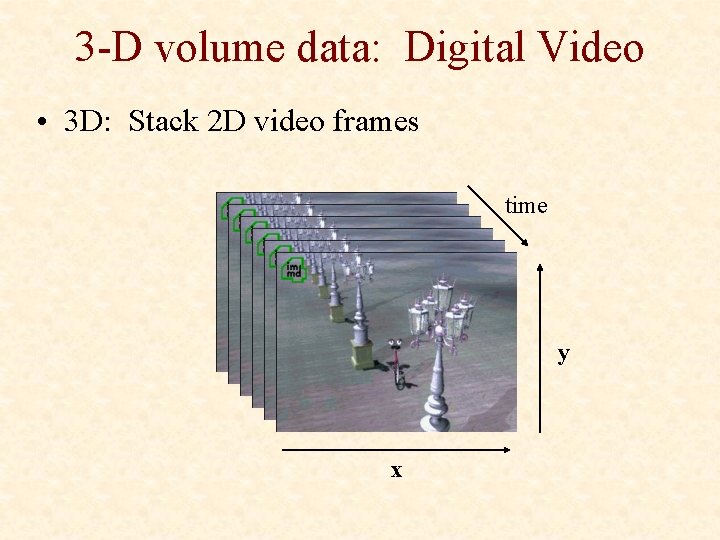 3 -D volume data: Digital Video • 3 D: Stack 2 D video frames