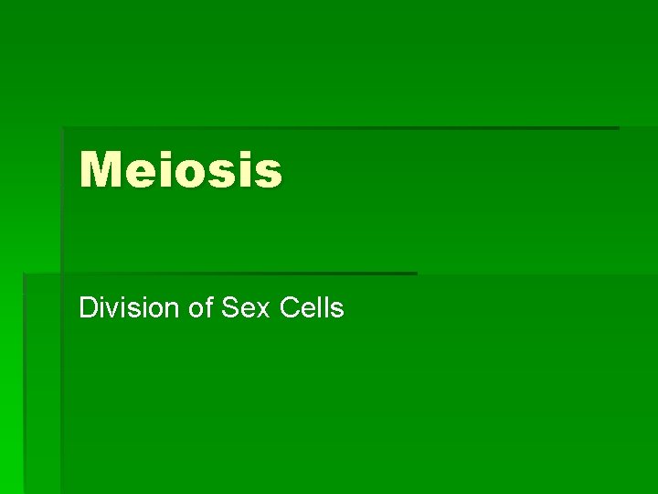 Meiosis Division of Sex Cells 