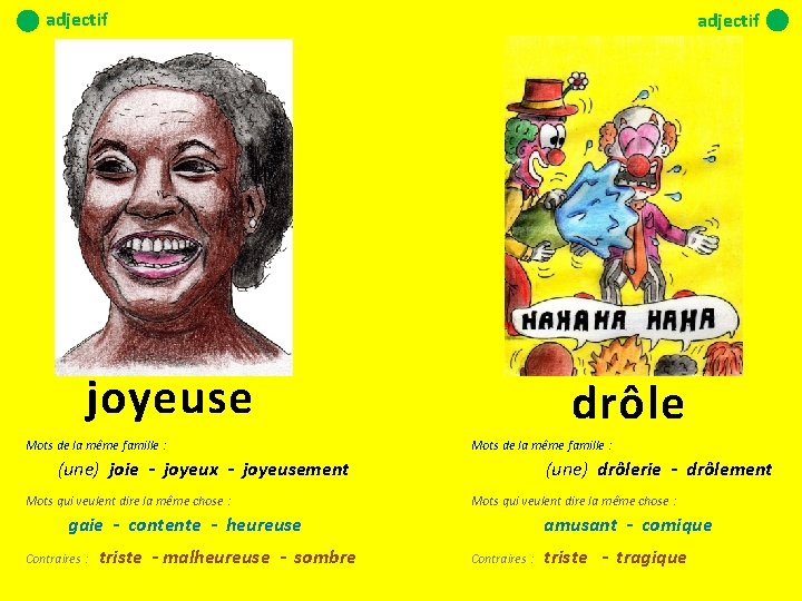 adjectif joyeuse Mots de la même famille : drôle Mots de la même famille adjectif joyeuse Mots de la même famille : drôle Mots de la même famille