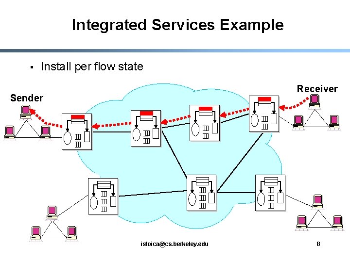 Integrated Services Example § Install per flow state Receiver Sender istoica@cs. berkeley. edu 8