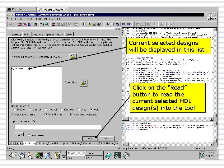 Current selected designs will be displayed in this list Click on the “Read” button Current selected designs will be displayed in this list Click on the “Read” button