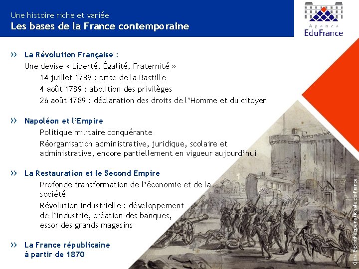 Une histoire riche et variée Les bases de la France contemporaine La Révolution Française