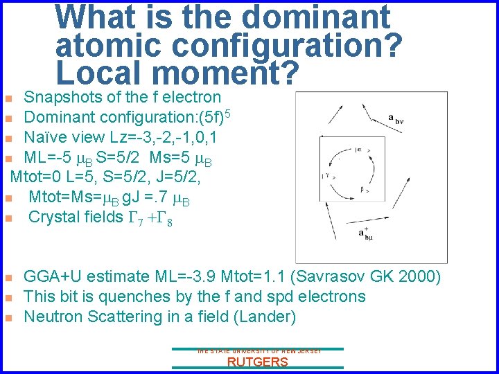 What is the dominant atomic configuration? Local moment? Snapshots of the f electron n