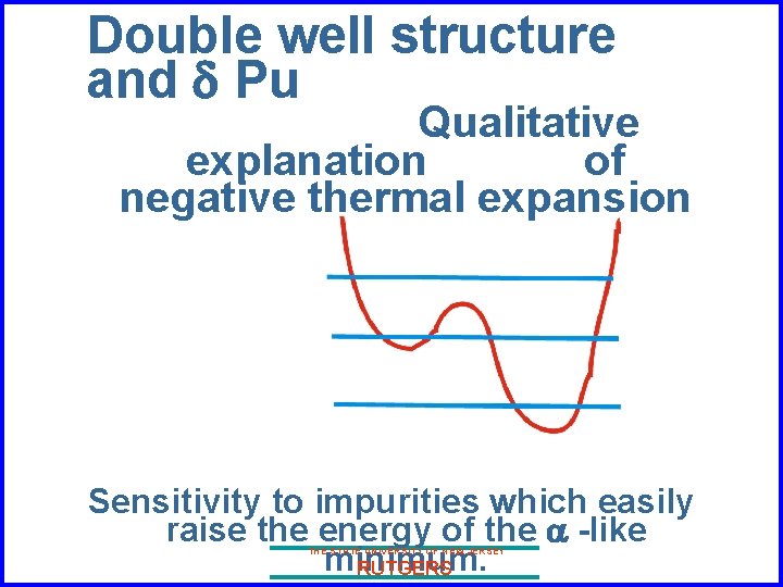 Double well structure and d Pu Qualitative explanation of negative thermal expansion Sensitivity to