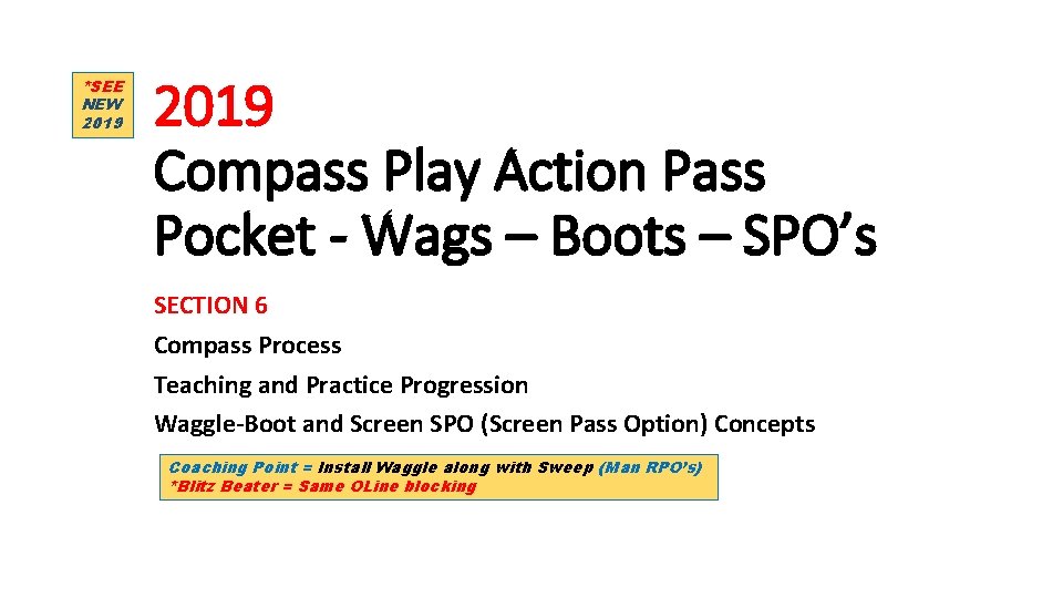 SEE NEW 2019 Compass Play Action Pass Pocket