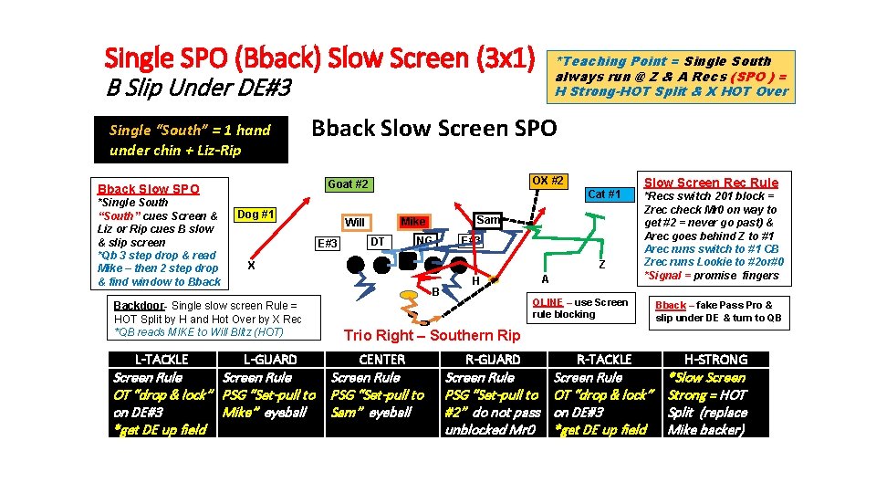 Single SPO (Bback) Slow Screen (3 x 1) *Teaching Point = Single South always