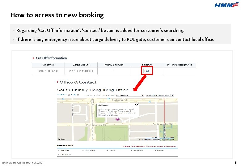 How to access to new booking - Regarding ‘Cut Off Information’, ‘Contact’ button is