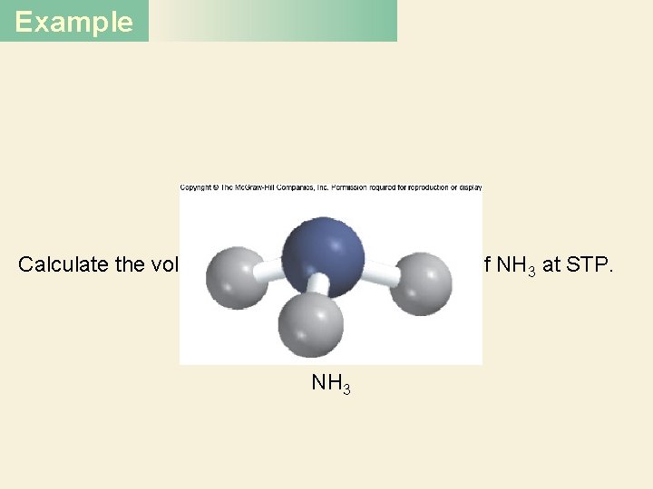 Example Calculate the volume (in L) occupied by 7. 40 g of NH 3