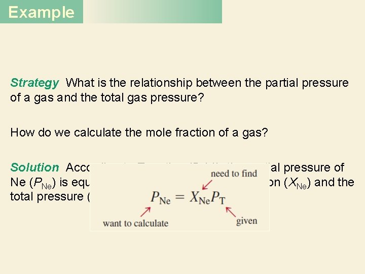 Example Strategy What is the relationship between the partial pressure of a gas and