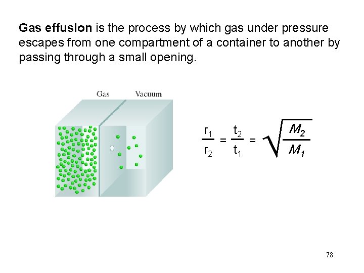 Gas effusion is the process by which gas under pressure escapes from one compartment