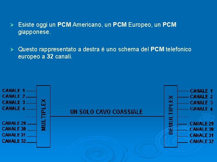 Ø Esiste oggi un PCM Americano, un PCM Europeo, un PCM giapponese. Ø Questo