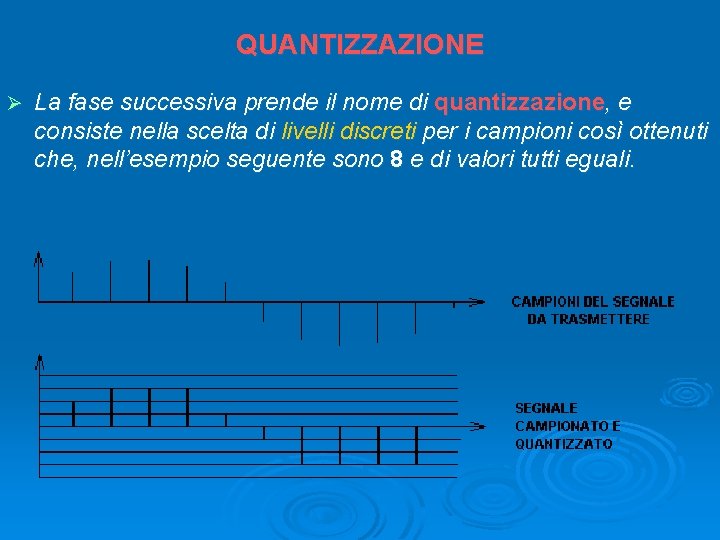 QUANTIZZAZIONE Ø La fase successiva prende il nome di quantizzazione, e consiste nella scelta