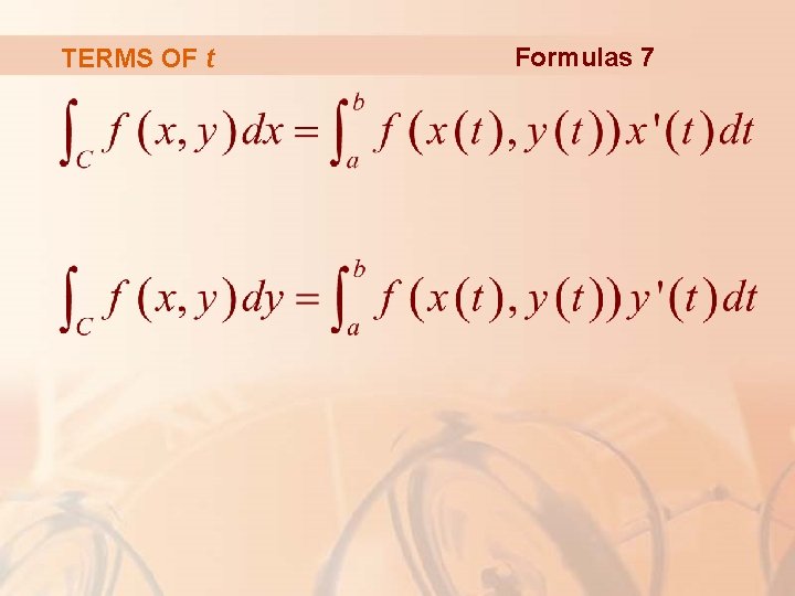 TERMS OF t Formulas 7 