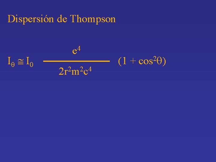 Dispersión de Thompson I I 0 e 4 2 r 2 m 2 c