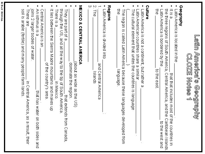 Latin America’s Geography CLOZE Notes 1 Geography • Latin America is located in the