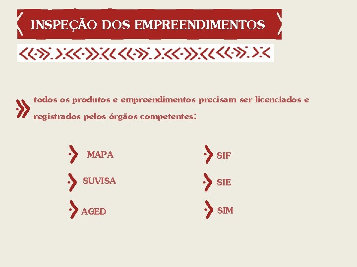 INSPEÇÃO DOS EMPREENDIMENTOS todos os produtos e empreendimentos precisam ser licenciados e registrados pelos