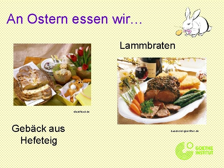 An Ostern essen wir… Lammbraten stockfood. de Gebäck aus Hefeteig baeckerei-guenther. de 
