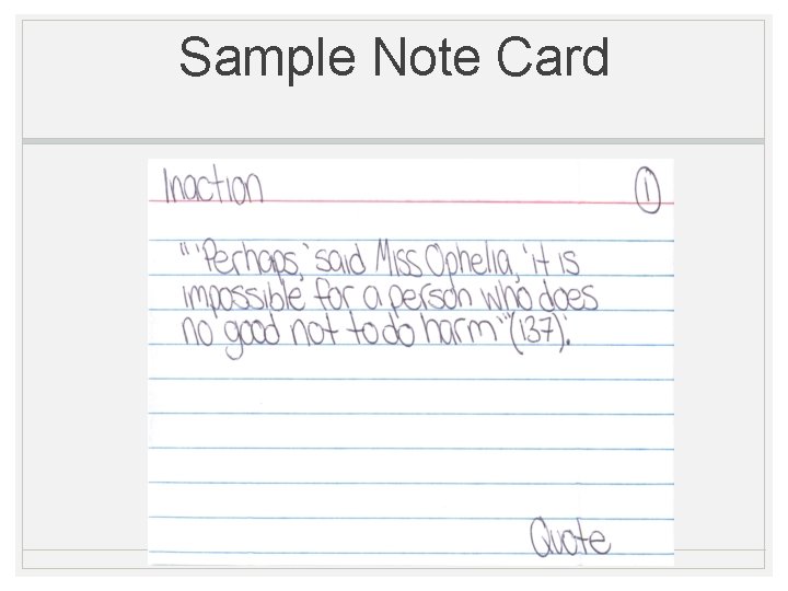 Sample Note Card 