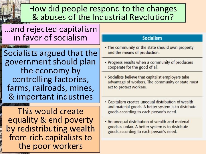 How did people respond to the changes & abuses of the Industrial Revolution? …and