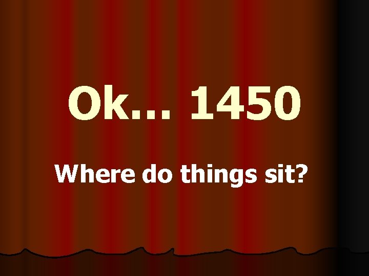 Ok… 1450 Where do things sit? 