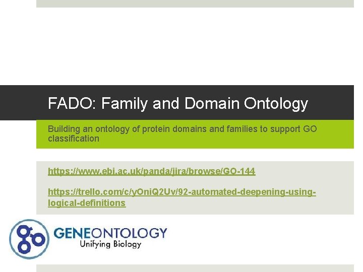FADO: Family and Domain Ontology Building an ontology of protein domains and families to