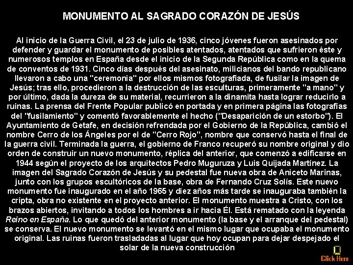 MONUMENTO AL SAGRADO CORAZÓN DE JESÚS Al inicio de la Guerra Civil, el 23