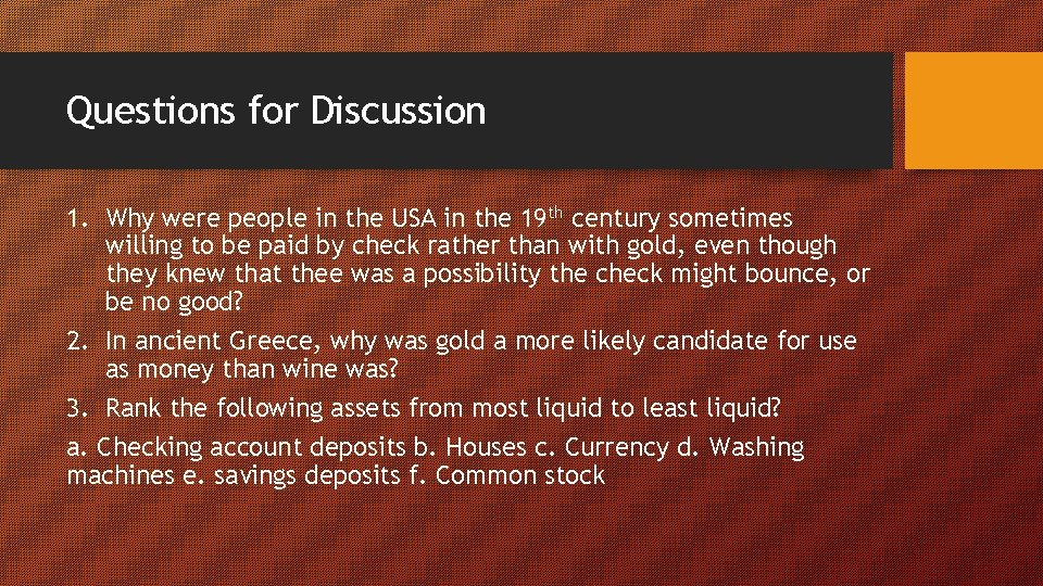 Questions for Discussion 1. Why were people in the USA in the 19 th