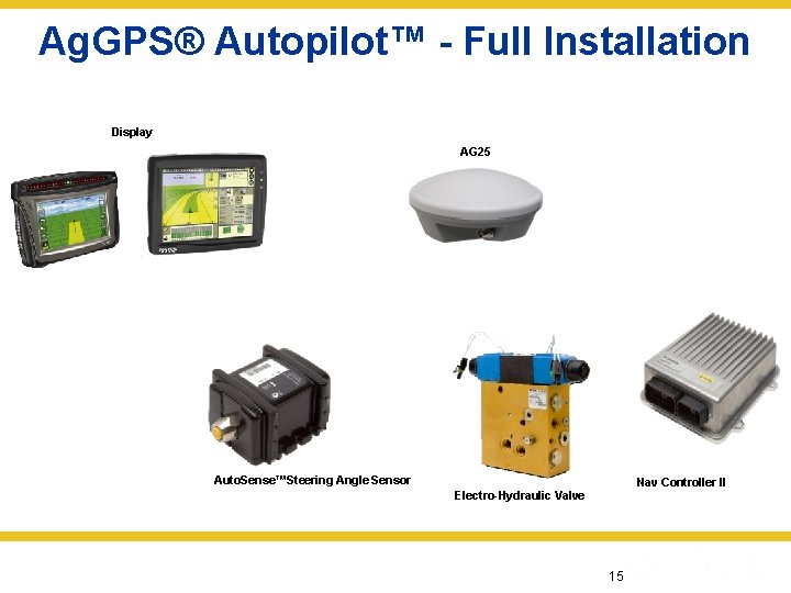 Ag. GPS® Autopilot™ - Full Installation Display AG 25 Auto. Sense™Steering Angle Sensor Nav
