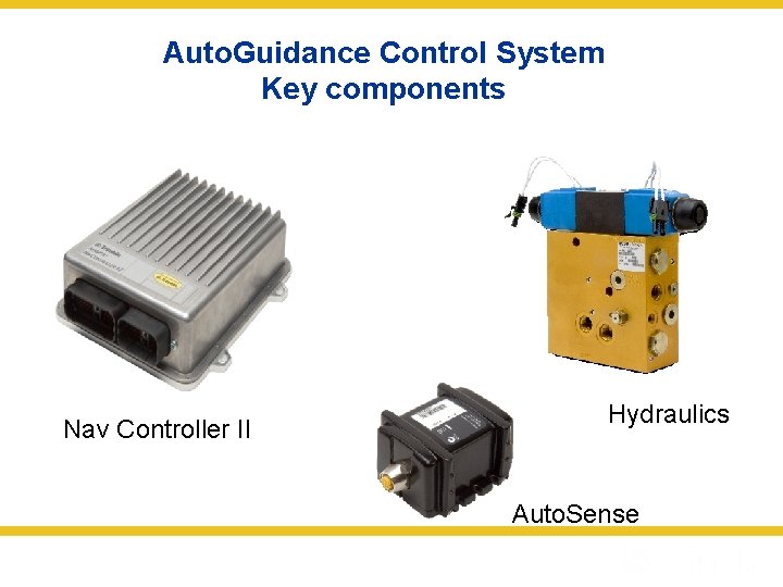 Auto. Guidance Control System Key components Nav Controller II Hydraulics Auto. Sense 