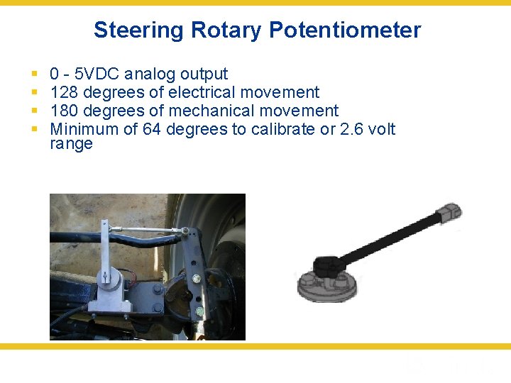 Steering Rotary Potentiometer § § 0 - 5 VDC analog output 128 degrees of