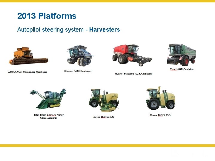 2013 Platforms Autopilot steering system - Harvesters • 