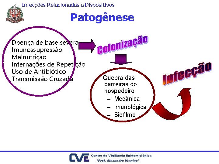 Infecções Relacionadas a Dispositivos Patogênese Doença de base severa Imunossupressão Malnutrição Internações de Repetição