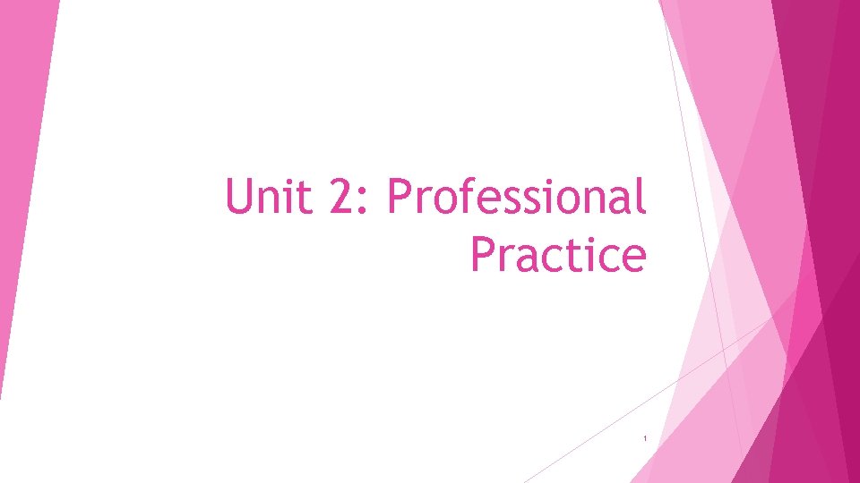 Unit 2: Professional Practice 1 