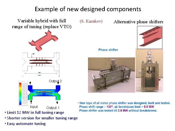 Example of new designed components Variable hybrid with full range of tuning (replace VTO)