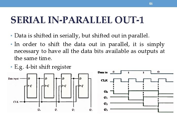 46 SERIAL IN-PARALLEL OUT-1 • Data is shifted in serially, but shifted out in