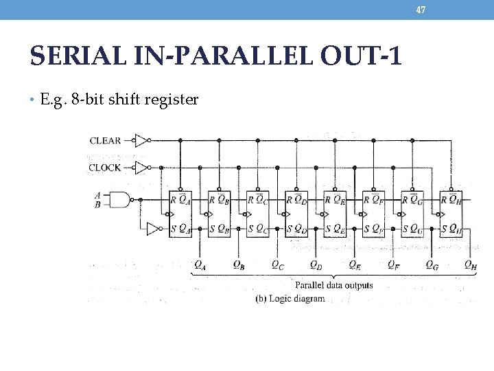 47 SERIAL IN-PARALLEL OUT-1 • E. g. 8 -bit shift register 