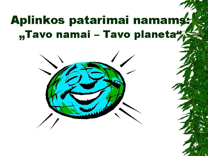 Aplinkos patarimai namams: „Tavo namai – Tavo planeta“ 