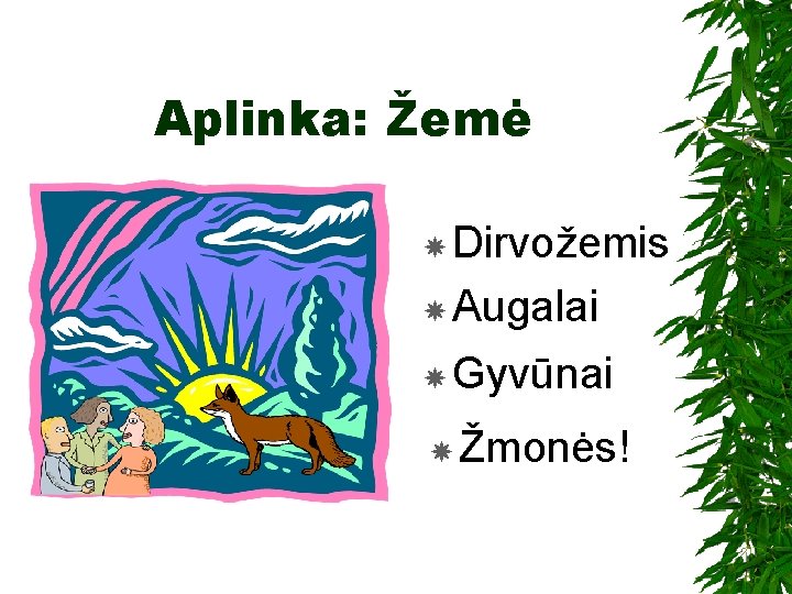 Aplinka: Žemė Dirvožemis Augalai Gyvūnai Žmonės! 