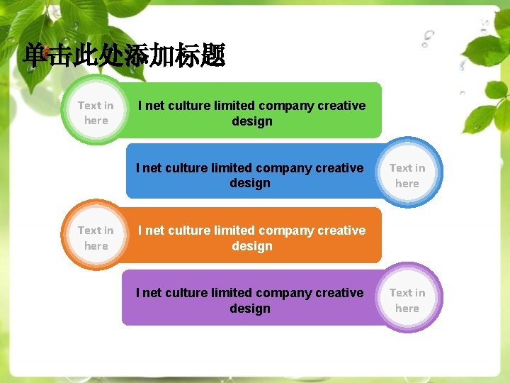 单击此处添加标题 Text in here I net culture limited company creative design Text in here