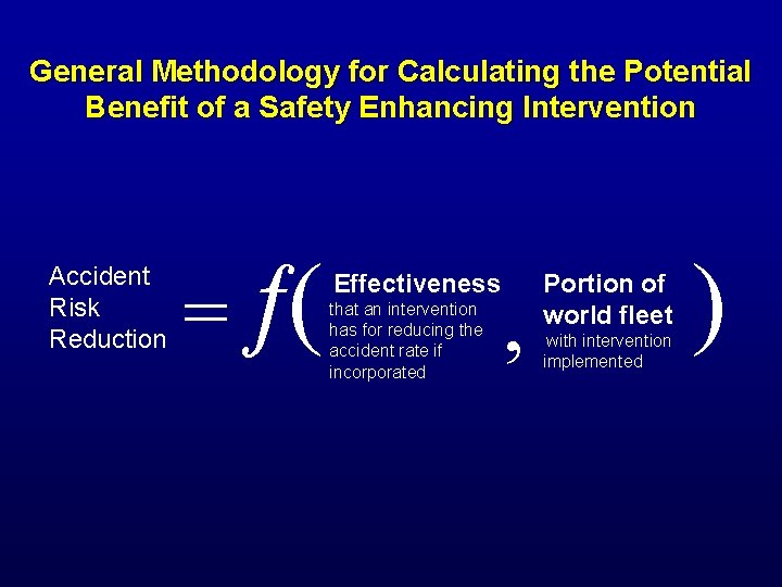 General Methodology for Calculating the Potential Benefit of a Safety Enhancing Intervention Accident Risk