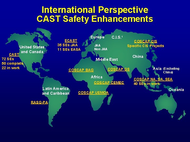 International Perspective CAST Safety Enhancements United States and Canada CAST 72 SEs 50 complete